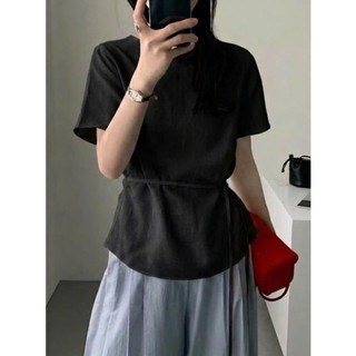 𝗝𝘂𝗻𝗼 - |LY LINEN | Áo Linen TƠ cột nơ basic