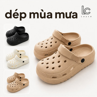 Dép sục đi mưa mùa hè nữ, dép lỗ thoáng khí nhẹ chân, đế dày dễ mang hằng ngày