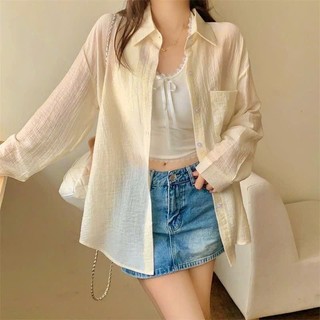 Áo Sơ Mi Chiffon Dáng Rộng Tay Dài Mặc Basic Dễ Phối Đồ Kiểu Nữ Nhiều Màu