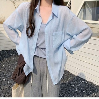 Áo Sơ Mi Chiffon Dáng Rộng Tay Dài Mặc Basic Dễ Phối Đồ Kiểu Nữ Nhiều Màu