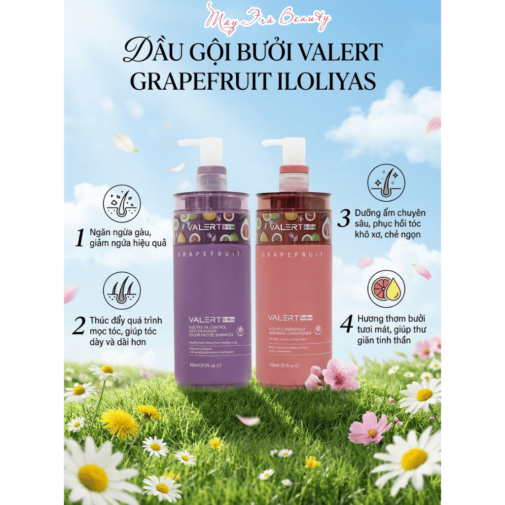 Dầu Gội, Xả Bưởi VALERT GRAPEFRUIT Phục Hồi, Giảm Rụng, Giúp Mọc Tóc 850ml