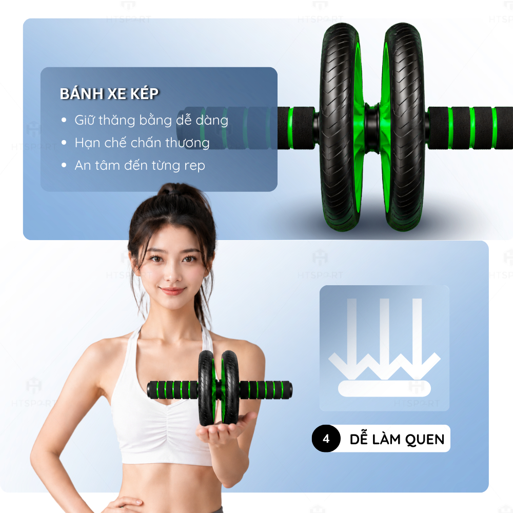 Con Lăn Tập Bụng 2 Bánh, Dụng Cụ Tập Cơ Bụng Đa Năng Lăn AB 2 Bánh Gym Thể Thao Tại Nhà CL01