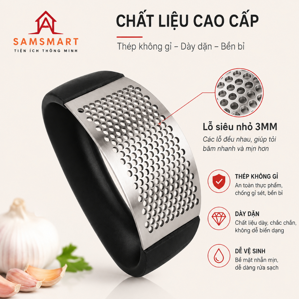 Dụng Cụ Nghiền Tỏi Ép Tỏi Bằng Inox Cầm Tay Chống Gỉ Bền Đẹp Tiện Dụng Nhà Bếp