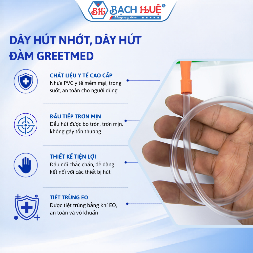 Combo 20 sợi và 50 Sợi Dây Hút Nhớt Đàm GreetMed – Ống Hút Dịch Đàm Có Khóa Và Không Khóa Đủ Size