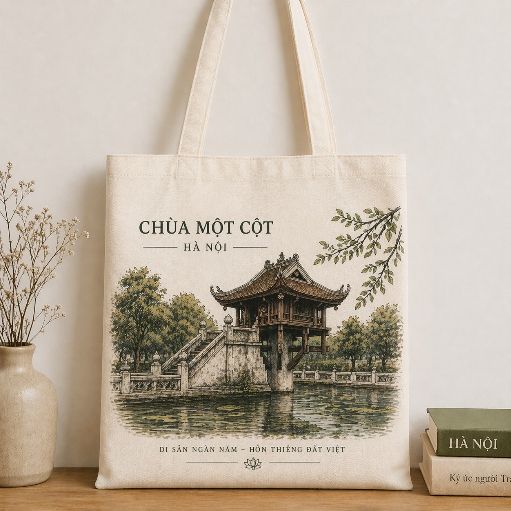 Túi tote có khóa in hình HÀ NỘI VIỆT NAM ĐẶC SẮC túi vải canvas đeo vai HÀ NỘI  kích thước 35x40cm tota0319