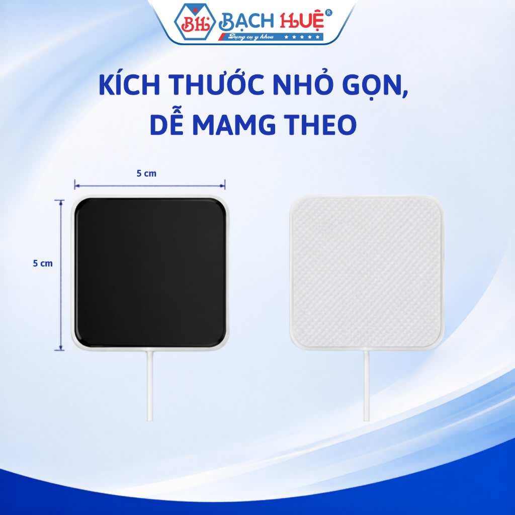 Miếng Dán Máy Massage Dr Ho Cỡ Nhỏ 5x5cm (Cặp 2 Cái) - Miếng Dán Xung Điện Có Dây Thay Thế Giảm Đau