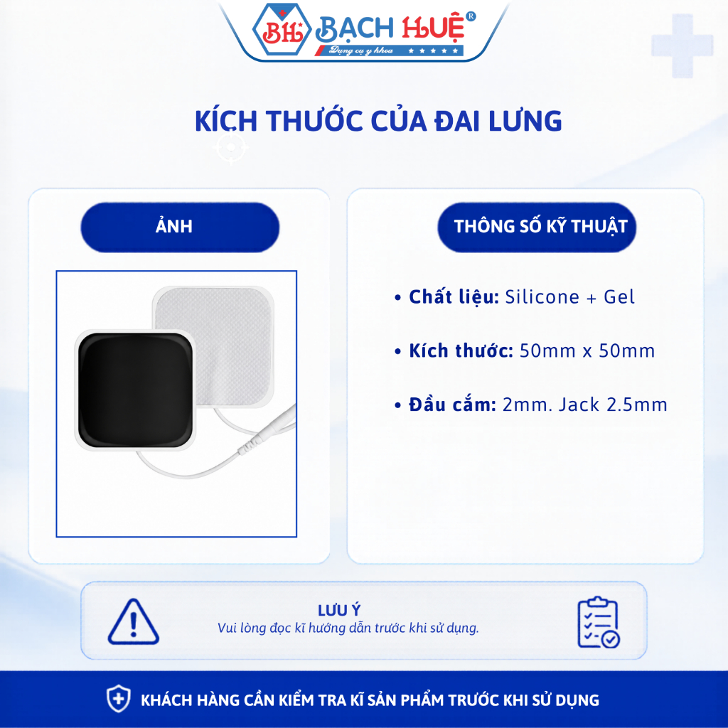 Miếng Dán Máy Massage Dr Ho Cỡ Nhỏ 5x5cm (Cặp 2 Cái) - Miếng Dán Xung Điện Có Dây Thay Thế Giảm Đau