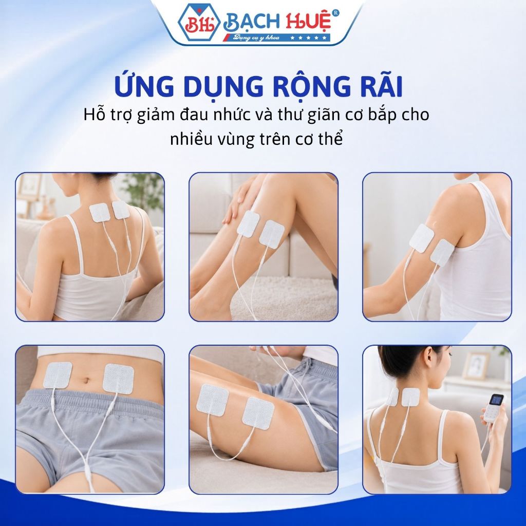 Miếng Dán Máy Massage Dr Ho Cỡ Nhỏ 5x5cm (Cặp 2 Cái) - Miếng Dán Xung Điện Có Dây Thay Thế Giảm Đau
