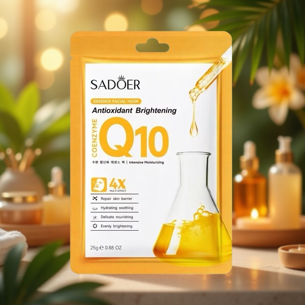 Combo 90 Miếng Mặt Nạ Giấy SADOER Coenzyme Q10 Antioxidant Brightening Dưỡng Trắng Da, Chống Lão Hóa, Cấp Ẩm Sâu 25g