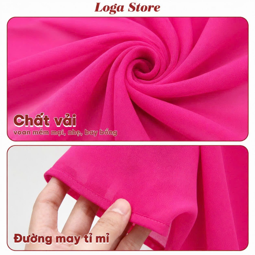 Váy maxi 2 dây màu hồng, váy 2 dây xoè dáng dài, váy đi biển Logastore_L144