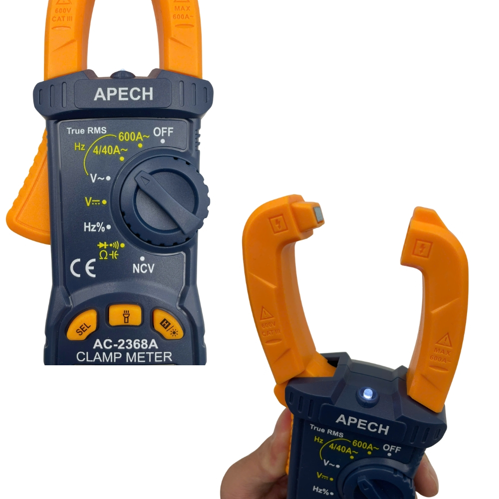 Ampe kìm vạn năng APECH AC-2368A đo dòng 600A tích hợp TrueRMS đa chức năng độ chính xác cao