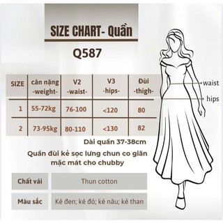 Quần Đùi Kẻ Sọc Bigsize Nữ Dáng A Lưng Chun Co Giãn Mặc Mát Cho Chubby 50-92kg Q587