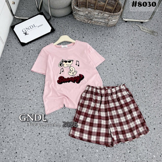 Bộ ngủ cotton giấy Yalin áo cộc -quần đùi (link sale tổng hợp)