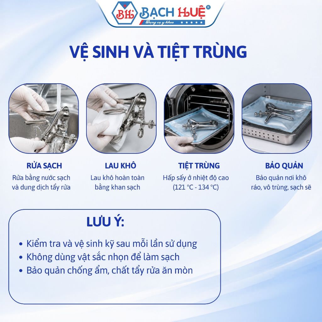 Mỏ Vịt Khám Phụ Khoa Bằng Thép Không Gỉ (Inox) – Dụng Cụ Y Khoa Khám Sản Phụ Khoa Đủ Size S M