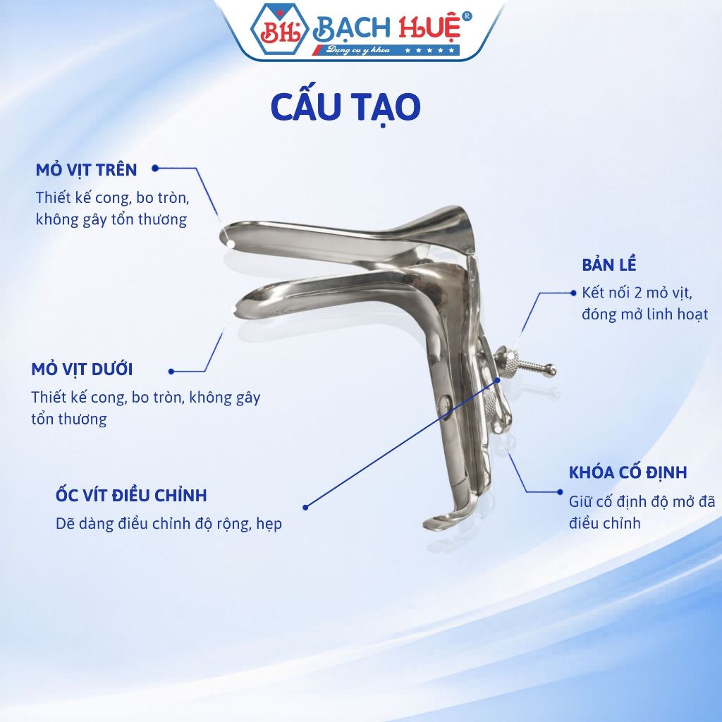 Mỏ Vịt Khám Phụ Khoa Bằng Thép Không Gỉ (Inox) – Dụng Cụ Y Khoa Khám Sản Phụ Khoa Đủ Size S M