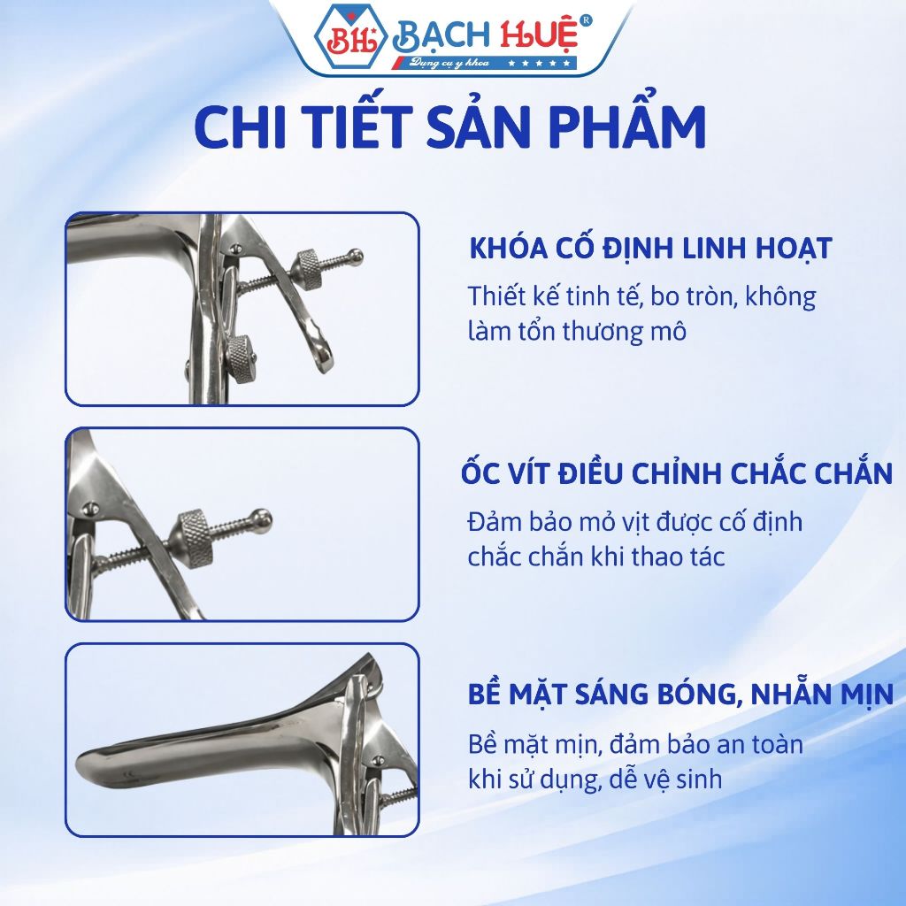 Mỏ Vịt Khám Phụ Khoa Bằng Thép Không Gỉ (Inox) – Dụng Cụ Y Khoa Khám Sản Phụ Khoa Đủ Size S M