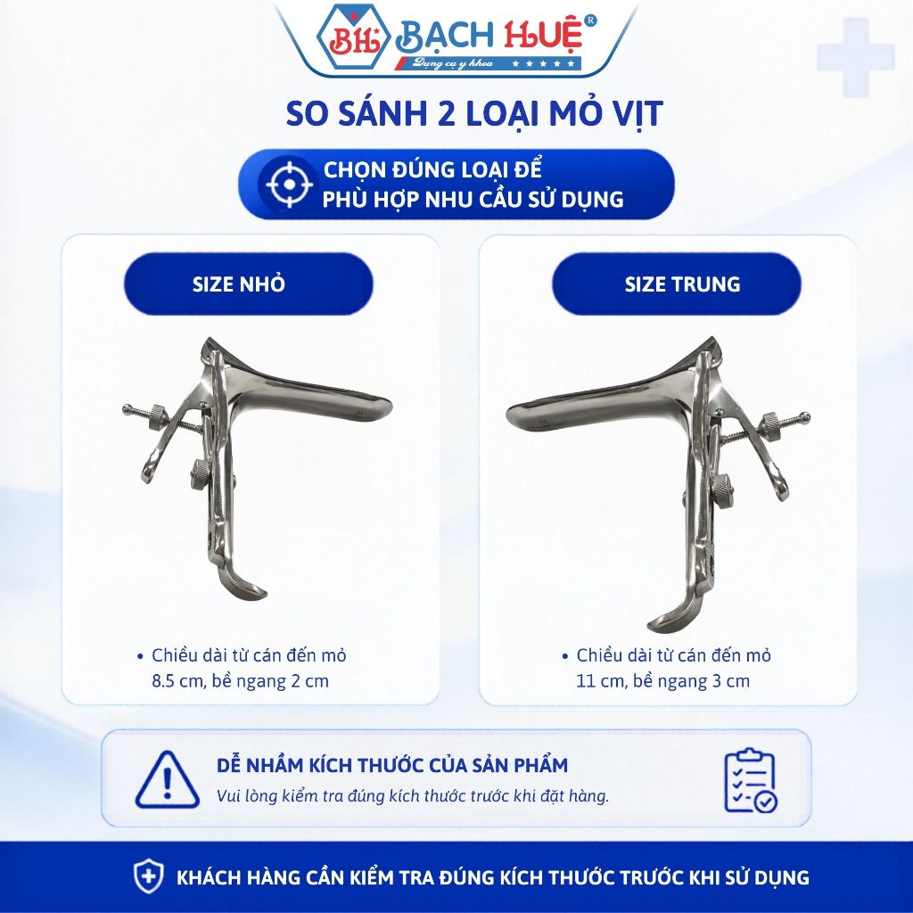 Mỏ Vịt Khám Phụ Khoa Bằng Thép Không Gỉ (Inox) – Dụng Cụ Y Khoa Khám Sản Phụ Khoa Đủ Size S M