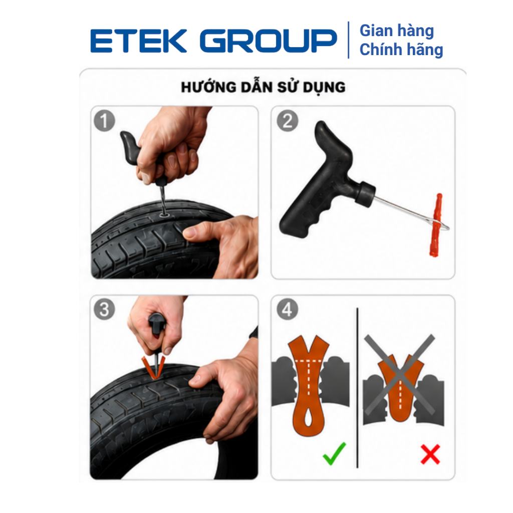Miếng Vá Lốp Cao Su Non Dùi Rút Không Săm Ô Tô Xe Du Lịch Xe Tải Xe Máy - Vá Nhanh Khẩn Cấp
