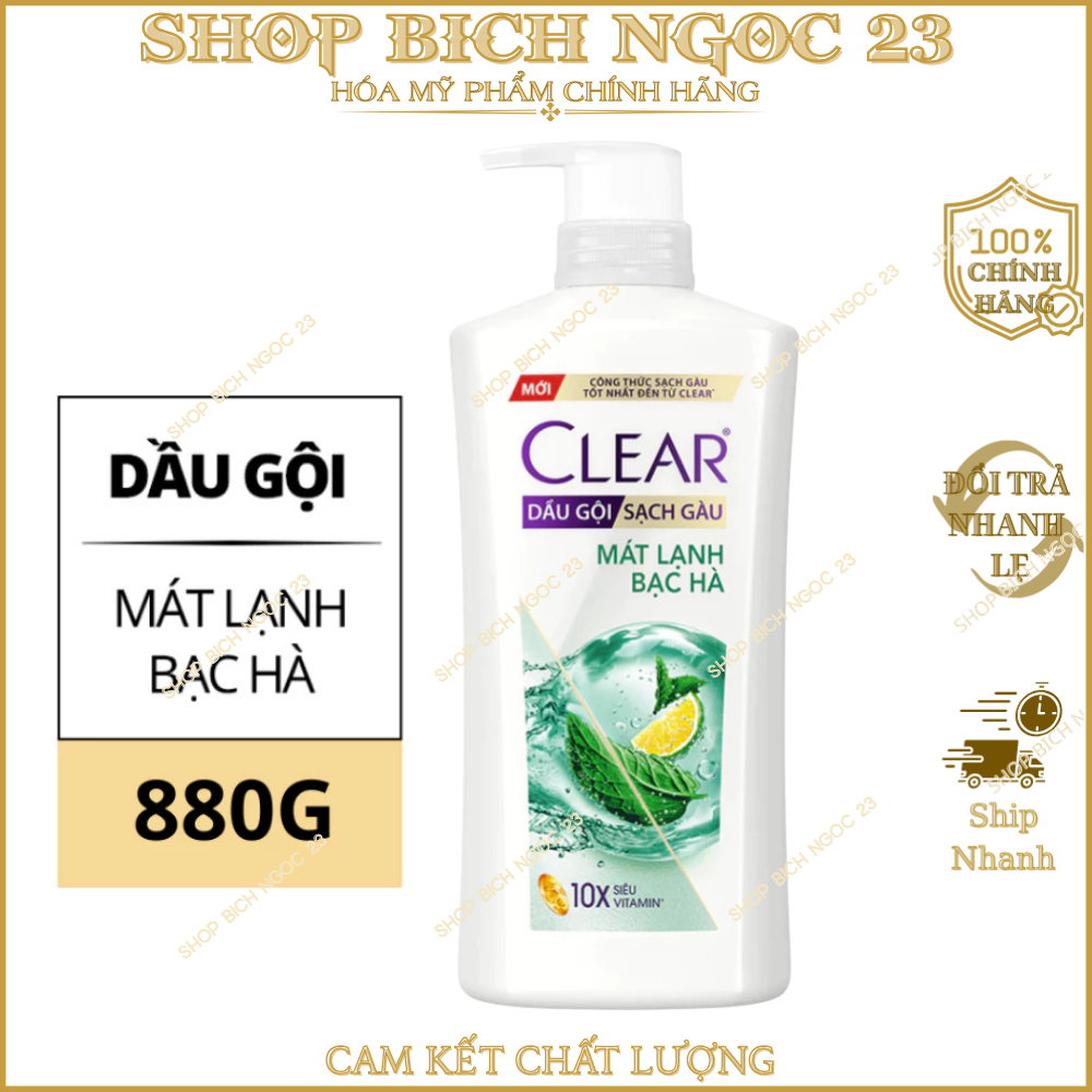 Dầu gội sạch gàu Clear đánh bay gàu & nhờn ngứa, sảng khoái cả ngày dài 880g