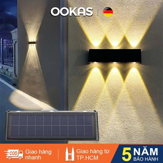 OOKAS Đèn năng lượng mặt trời hắt tường 10LED, đèn tường ngoài trời,Khu vườn trong sân trang trí