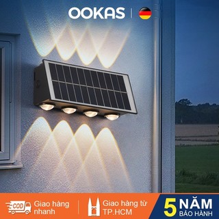 OOKAS Đèn năng lượng mặt trời hắt tường，đèn LED rửa tường, đèn trang trí, không cần khoan đục