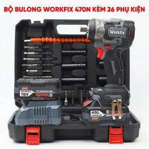Máy siết bulong WORKFIX WF-IW470BL đầu 2 trong 1, Lực siết 470Nm - Tặng bộ phụ kiện