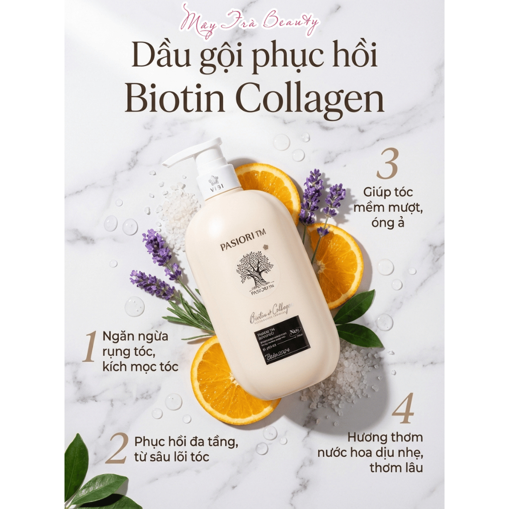 Dầu Gội Xả Biotin Collagen Voudioty Giảm Rụng Tóc, Ngăn Gàu, Kiềm Dầu, Phục Hồi Tóc Mẫu mới 500ml/1000ml