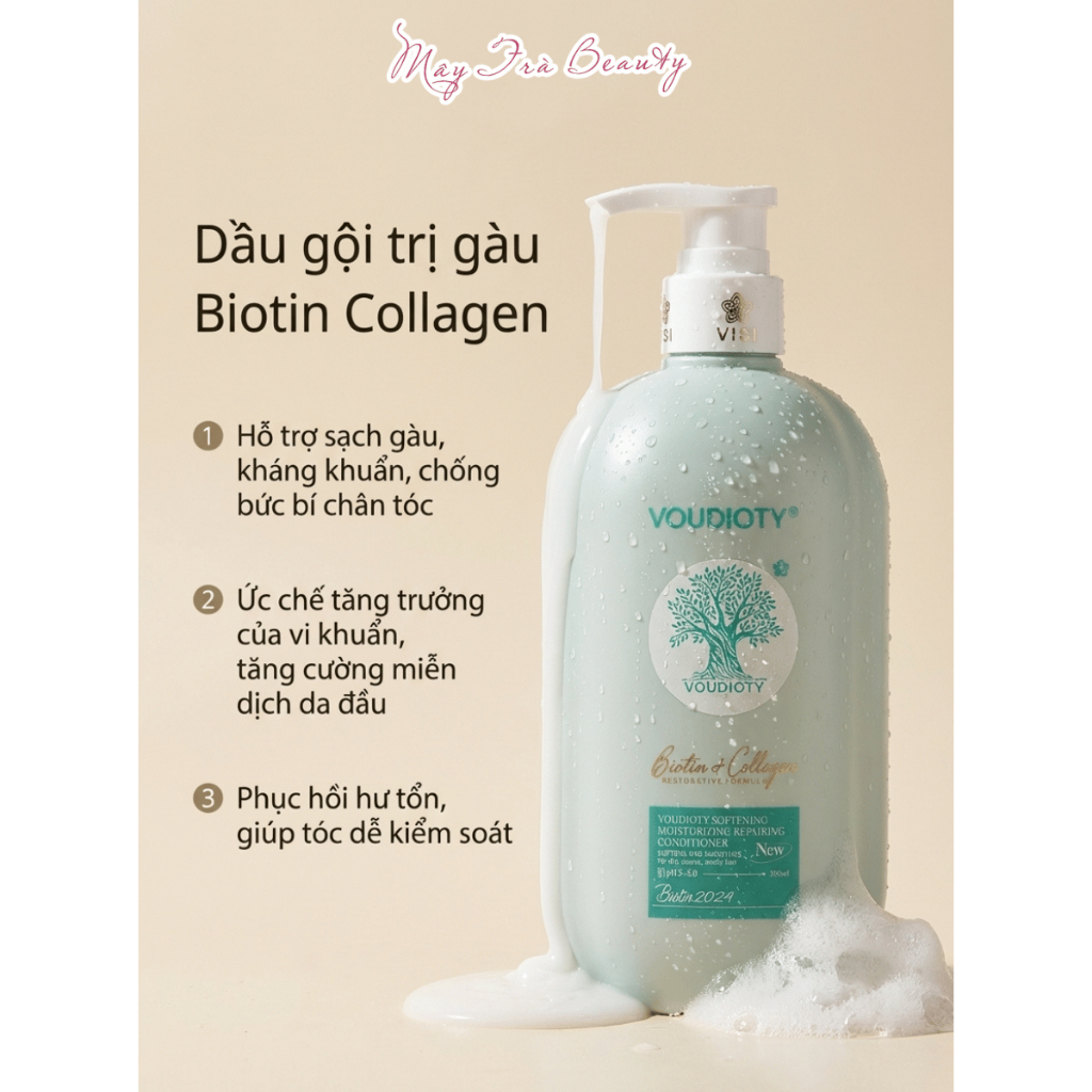 Dầu Gội Xả Biotin Collagen Voudioty Giảm Rụng Tóc, Ngăn Gàu, Kiềm Dầu, Phục Hồi Tóc Mẫu mới 500ml/1000ml