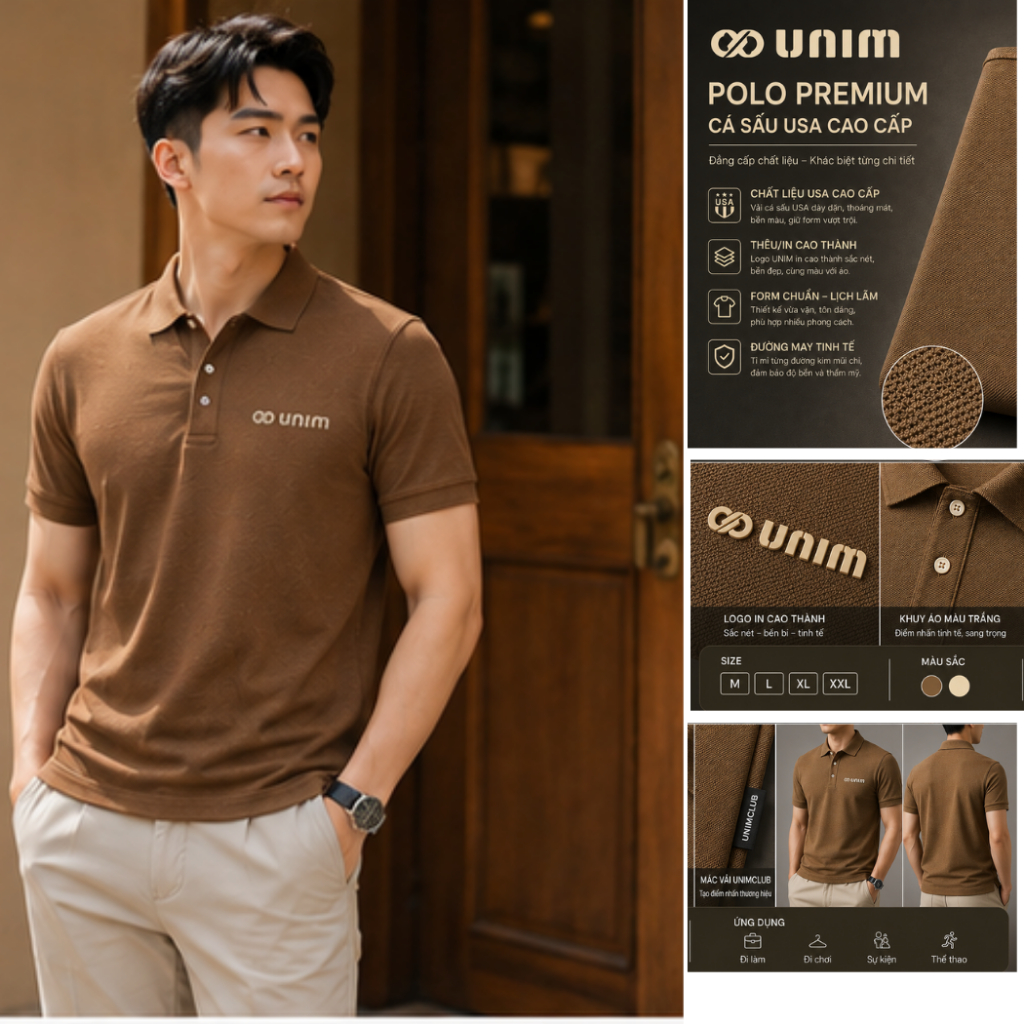 [Mua 1 tặng 1] Áo Polo Logo Unim In Silicon Cao Thành Nổi Cao Cấp Unim Fashion Vải Cá Sấu USA Xuất Khẩu