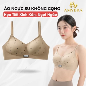 Áo Ngực Không Gọng Đúc Su Mịn Mút Mỏng, Áo Lót Nữ Họa Tiết Xinh Xắn Ngọt Ngào AMYBRA A975