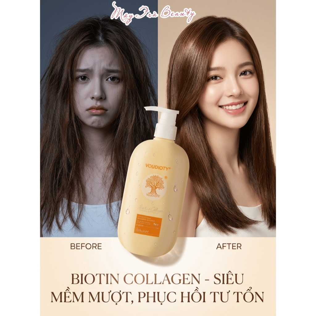 Dầu Gội Xả Biotin Collagen Voudioty Giảm Rụng Tóc, Ngăn Gàu, Kiềm Dầu, Phục Hồi Tóc Mẫu mới 500ml/1000ml