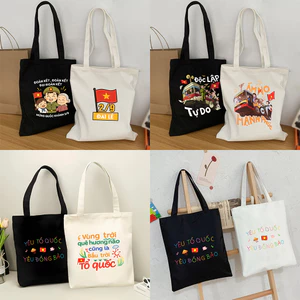 Túi tote có khóa kéo tôi yêu Tổ Quốc Việt Nam túi vải canvas Việt Nam thời trang đeo vai đi chơi tota0321