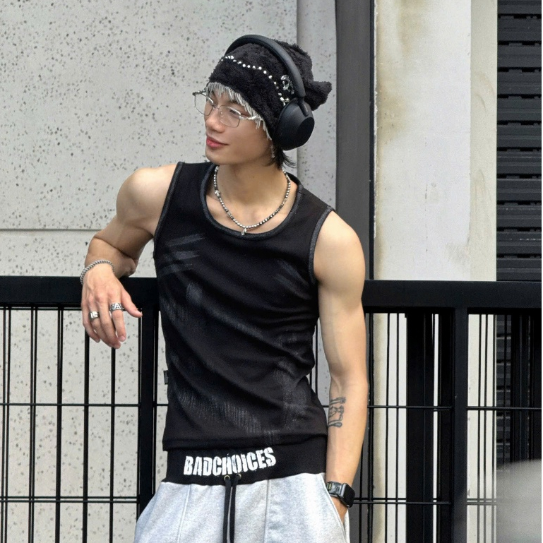 Bad Choices | Áo tanktop WASH chất thun gân form BODY Fit