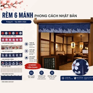 Màn rèm Nhật ngang 6 mảnh quai 2m1x48cm (chưa gồm thanh)/không quai 2m1x40cm