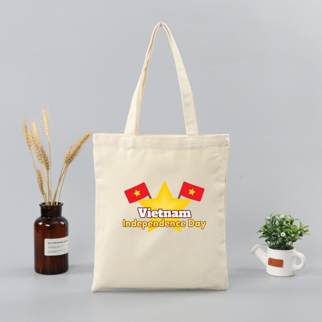 Túi tote có khóa kéo tôi yêu Tổ Quốc Việt Nam túi vải canvas Việt Nam thời trang đeo vai đi chơi tota0321
