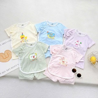 Bộ Cộc Tay Cài Chéo Tai Thỏ Đáng Yêu Chất Cotton Thoáng Mát Mềm Mịn Cho Bé Sơ Sinh Mặc Hè Size 3-9kg - SS2