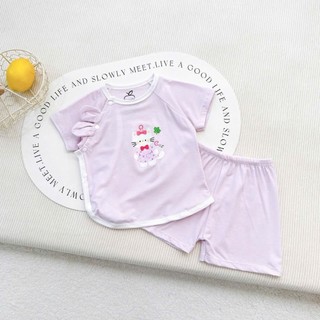Bộ Cộc Tay Cài Chéo Tai Thỏ Đáng Yêu Chất Cotton Thoáng Mát Mềm Mịn Cho Bé Sơ Sinh Mặc Hè Size 3-9kg - SS2