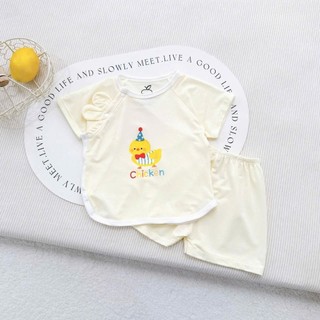 Bộ Cộc Tay Cài Chéo Tai Thỏ Đáng Yêu Chất Cotton Thoáng Mát Mềm Mịn Cho Bé Sơ Sinh Mặc Hè Size 3-9kg - SS2