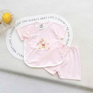 Bộ Cộc Tay Cài Chéo Tai Thỏ Đáng Yêu Chất Cotton Thoáng Mát Mềm Mịn Cho Bé Sơ Sinh Mặc Hè Size 3-9kg - SS2