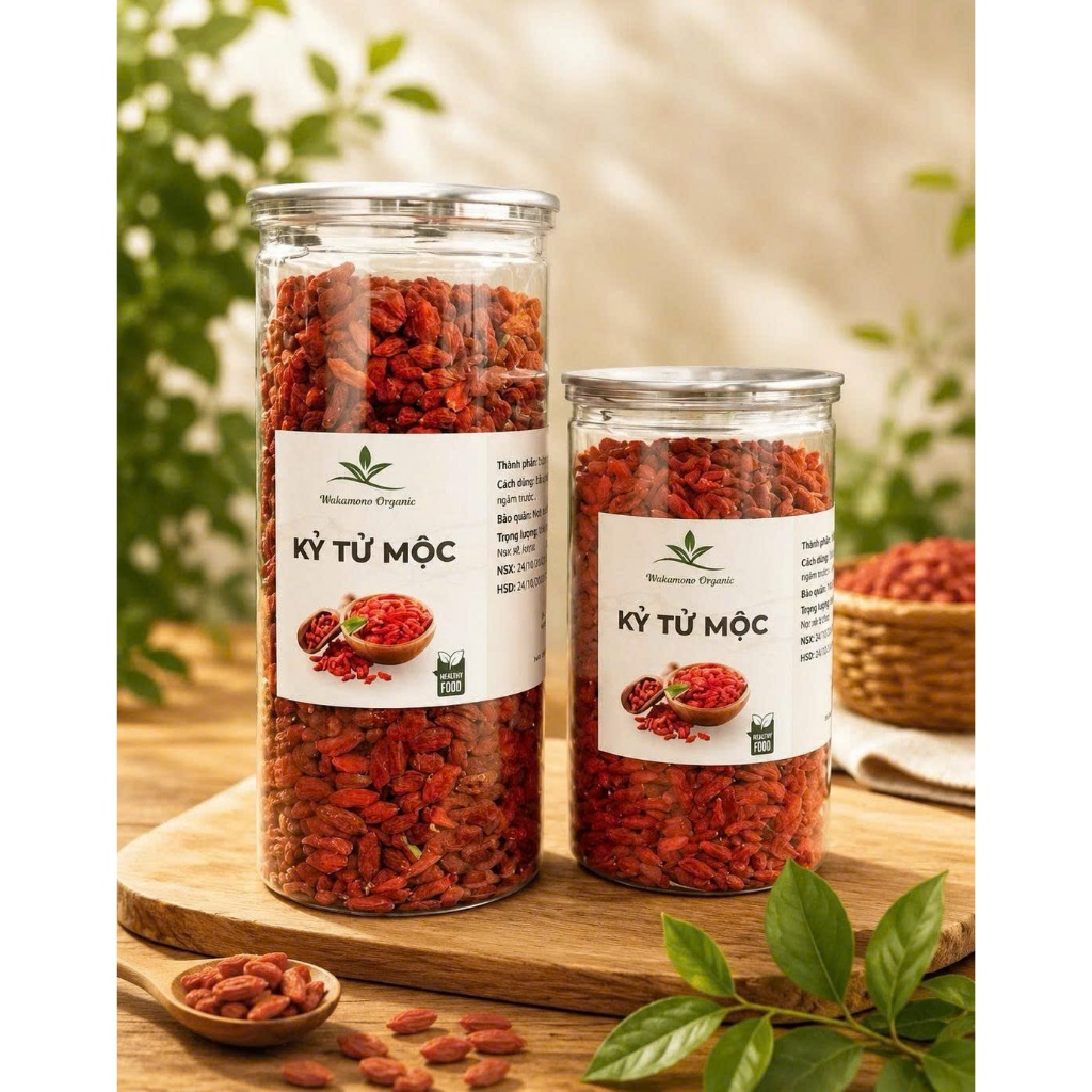 Kỷ tử đỏ Wakamono Organic vùng Ninh Hạ khô tự nhiên, không sấy lưu huỳnh, hạt đều, ngọt.