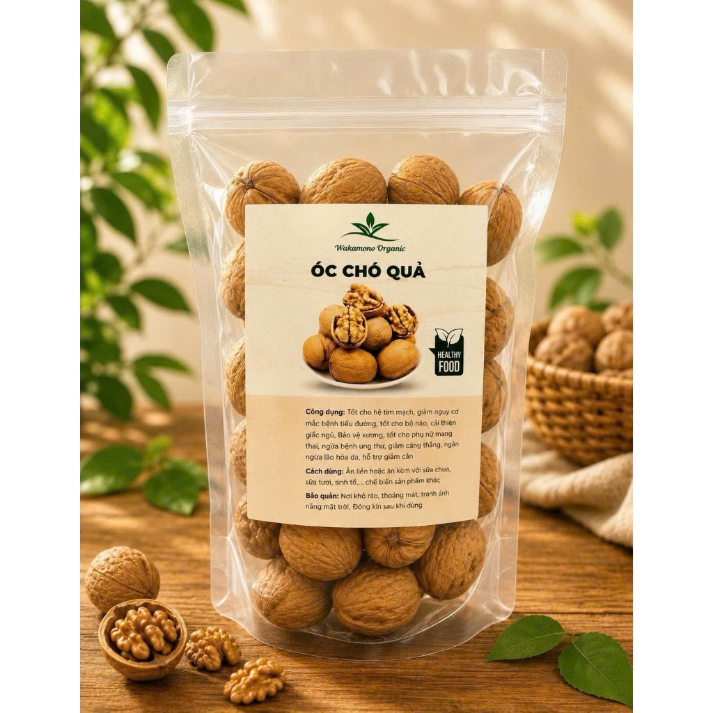Quả óc chó Wakamono Organic hàng chuẩn, nhập khẩu chính ngạch, thơm, ngon, nhiều dinh dưỡng