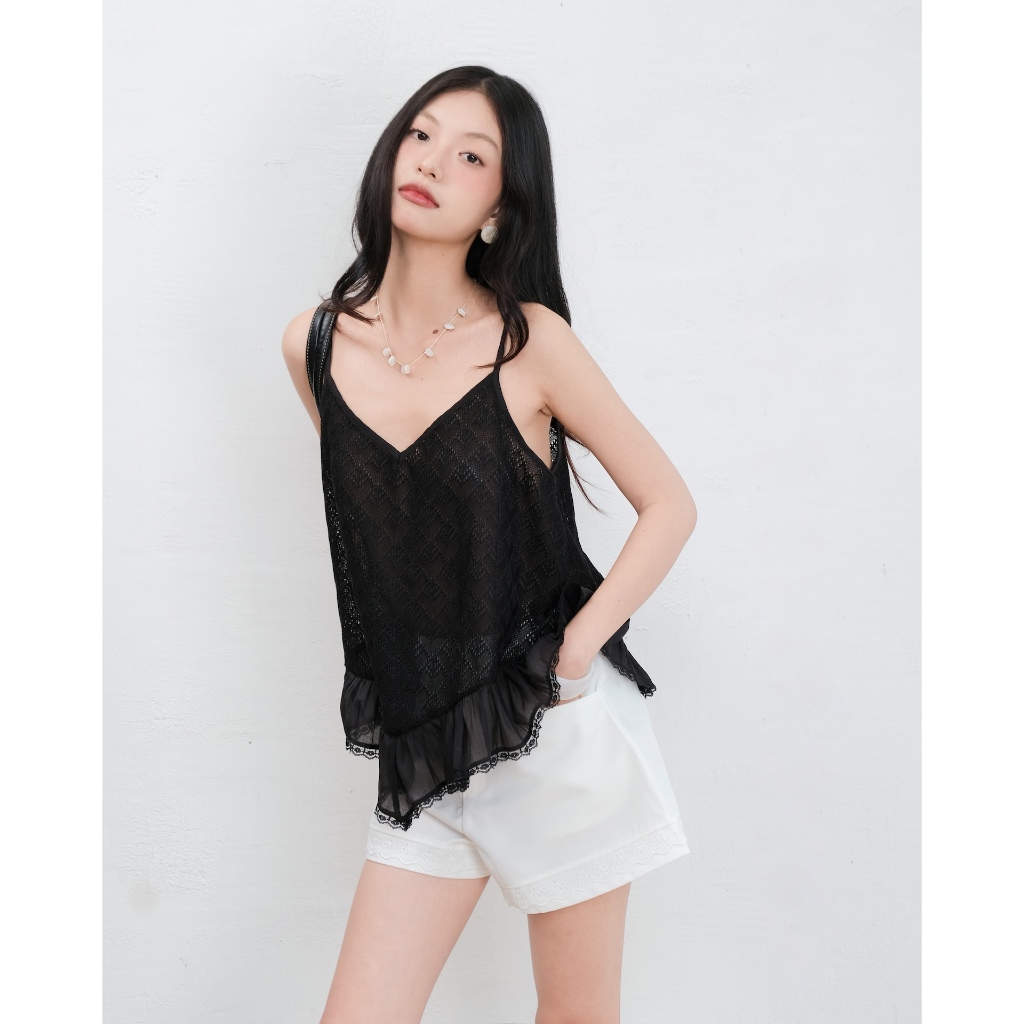 Áo Nữ Hai Dây ZEKSIN Top Họa Tiết Đục Lỗ Lạ Mắt SECODEE