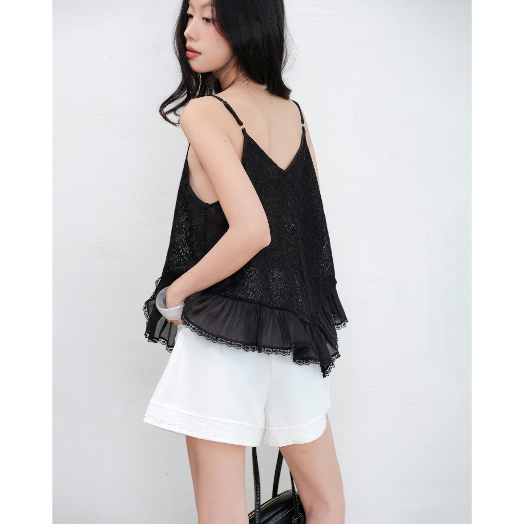 Áo Nữ Hai Dây ZEKSIN Top Họa Tiết Đục Lỗ Lạ Mắt SECODEE