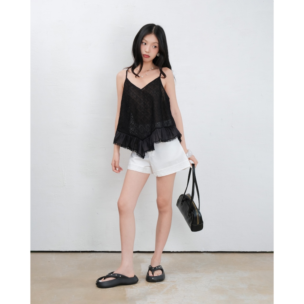 Áo Nữ Hai Dây ZEKSIN Top Họa Tiết Đục Lỗ Lạ Mắt SECODEE