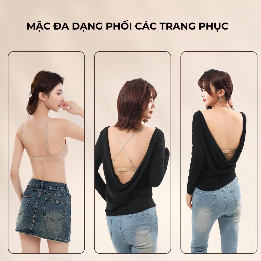 [SANTONY x HƯƠNG GIANG] Áo Ngực Khoét Lưng Sâu Su Đúc 3 Cách Mặc Tàng Hình Mút 3D Matxa Mỏng Nhẹ Thoáng Mát Khoá Mảnh -