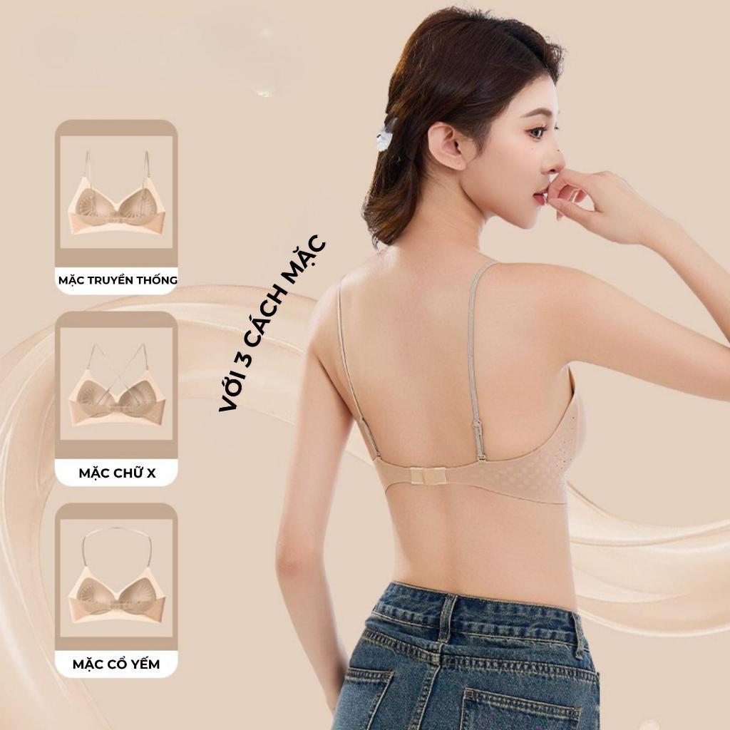 BỘ 3 TIẾT KIỆM Áo Ngực Khoét Lưng Su Đúc 3 Cách Mặc Tàng Hình Mút 3D Matxa Thoáng Mát Khoá Mảnh - 623