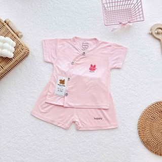 Bộ sơ sinh cộc tay khuy cài chéo cho bé sơ sinh chất liệu petit cao cấp mềm mát màu sắc đẹp cho bé 3-9 kg - SS4
