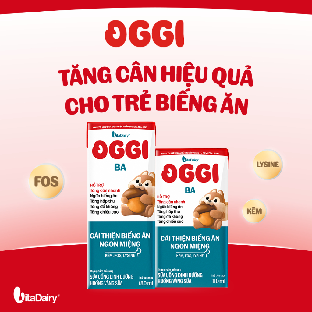 [COMBO 2 THÙNG 48 HỘP] Sữa uống dinh dưỡng Oggi BA - Giúp bé cải thiện biếng ăn, tăng cân nhanh, hấp thu tốt - Hộp 110ml