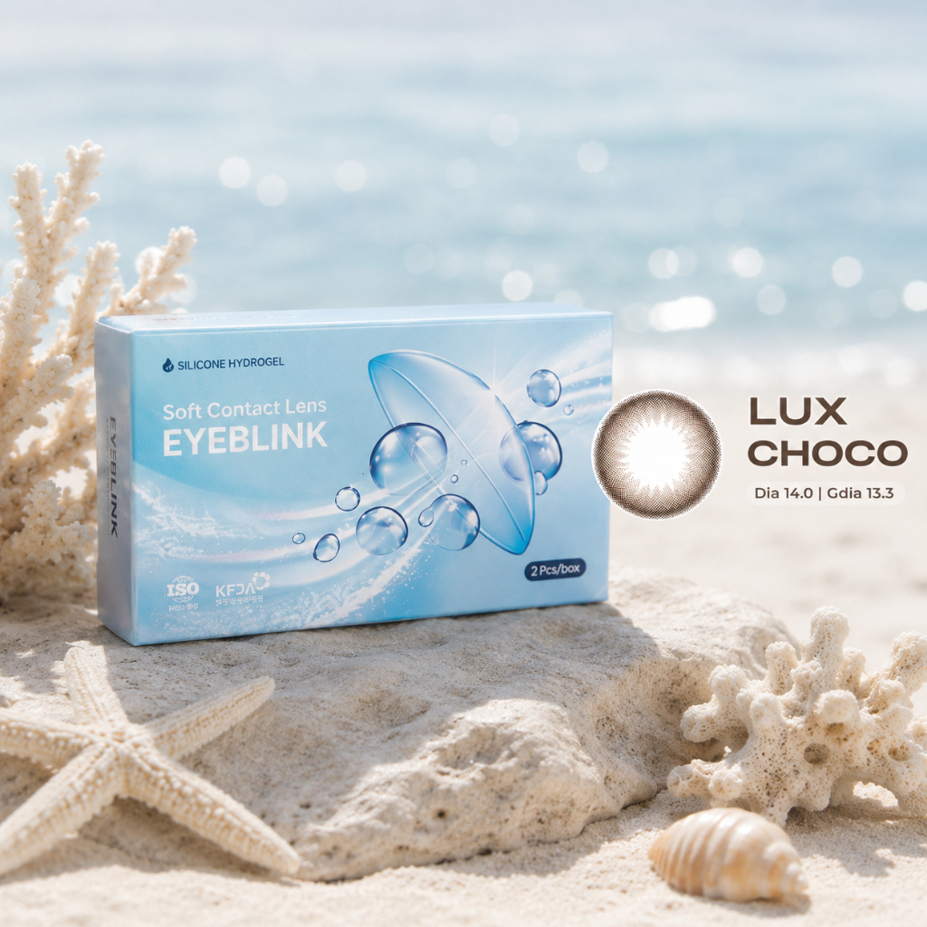 Kính Áp Tròng Y Nâu Lux CHoco 14.0 Eyeblink Chống UV, Thời Gian Đeo 14-20h/ngày, HSD 6 tháng