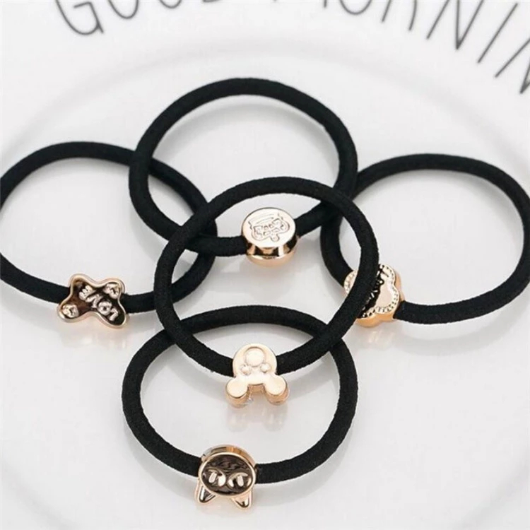 COMBO 5 Dây buộc tóc hạt vàng kim loại nhiều hình xinh xắn phong cách Hàn Quốc